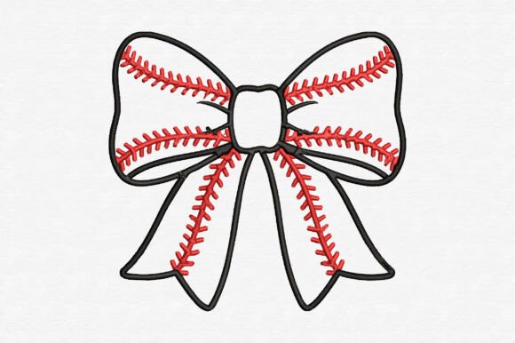Baseball Ribbon Bow Embroidery Design Review