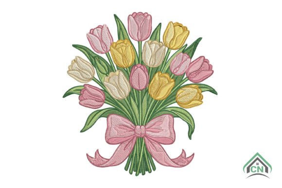 Spring Tulip Floral Bow Embroidery File Review